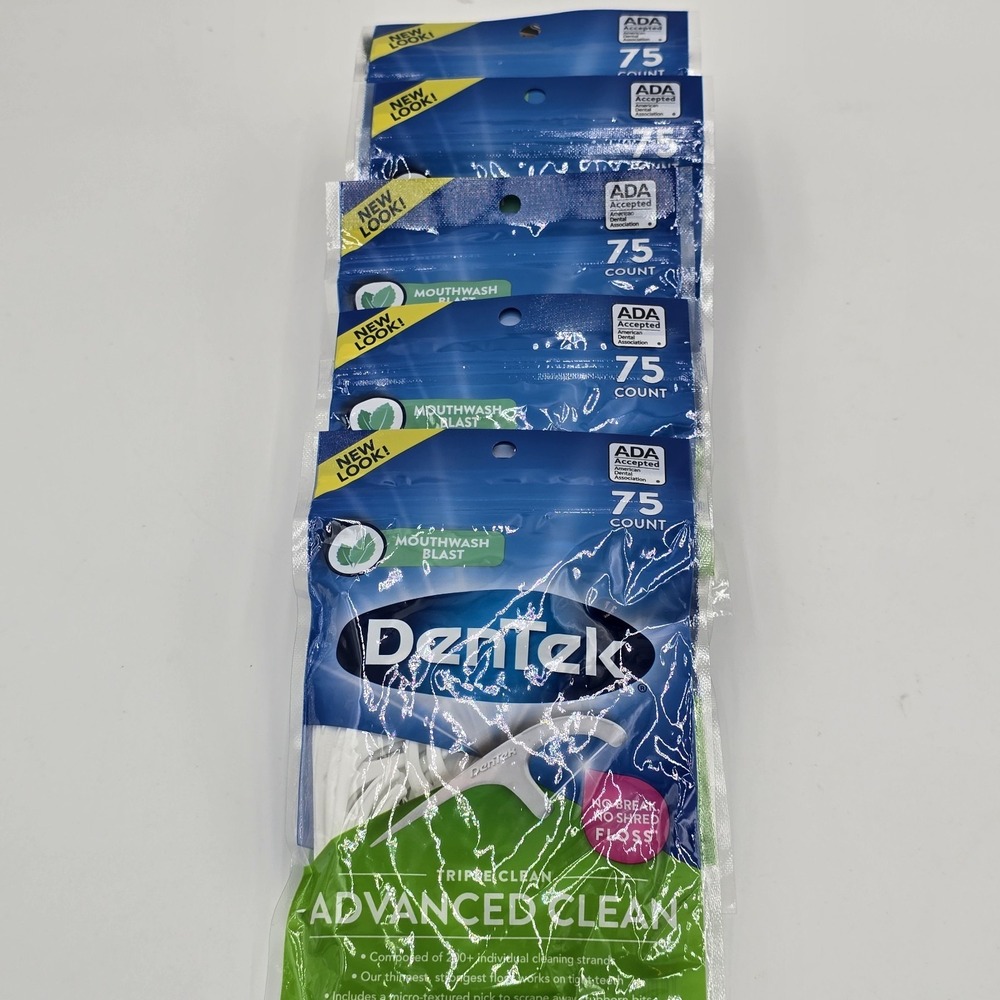 5 Pack - DenTek Triple Clean Floss Picks Mouthwash Blast 75 Each =375 Picks NEW!